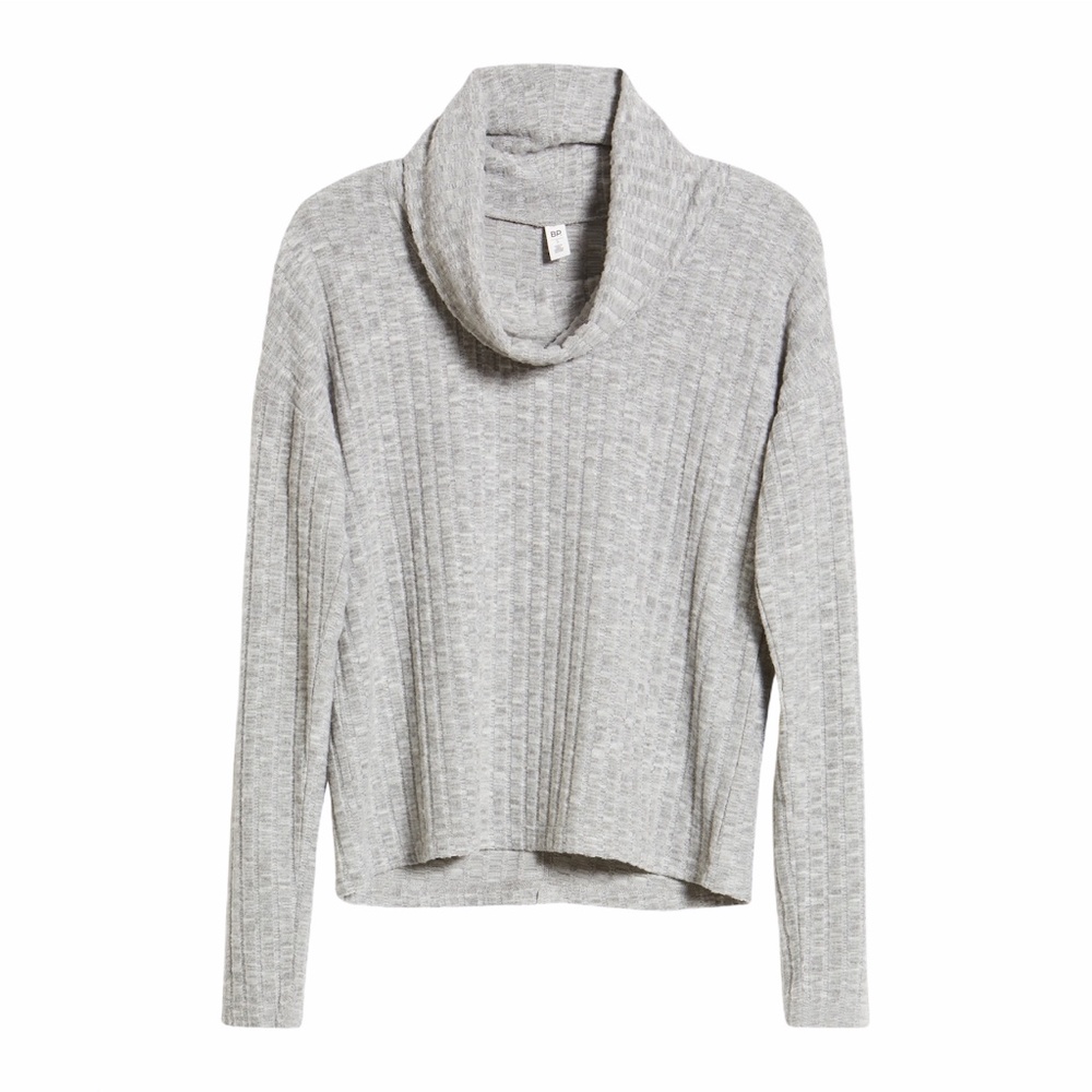 BP Ribbed Grey Slouchy Turtleneck Sweater - Picture 3 of 9